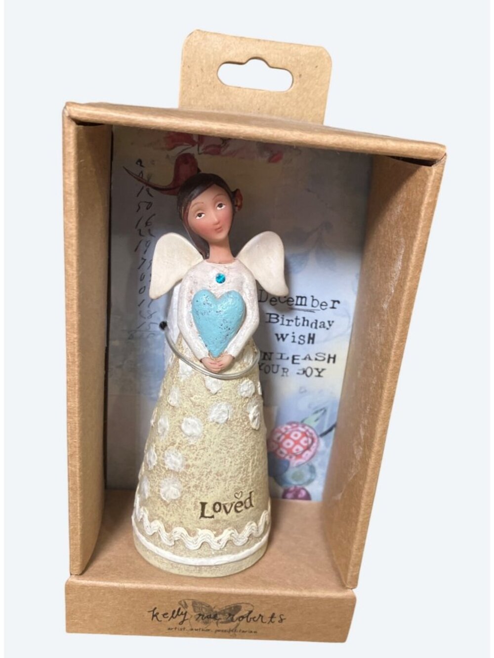 Kelly Rae Roberts December Birthday Wish Angel Figurine 4.25"  Studio Demdaco